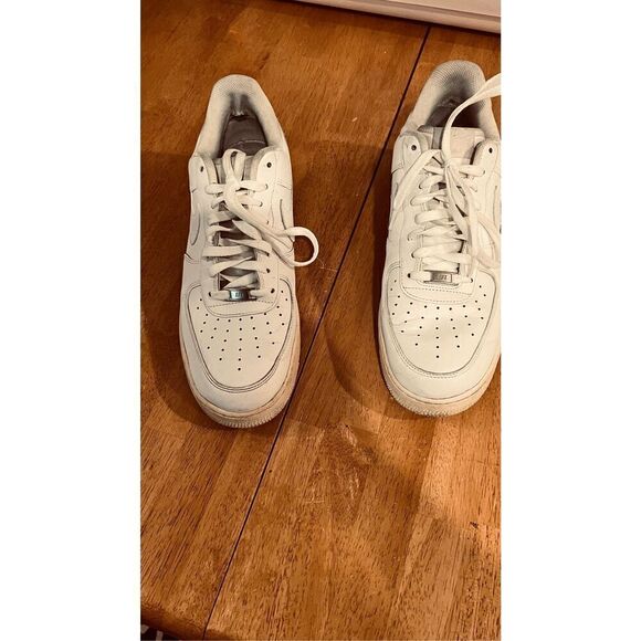 Nike AF1 White Leather Mens Sneakers Size 12.5 (B) - Picture 2 of 13